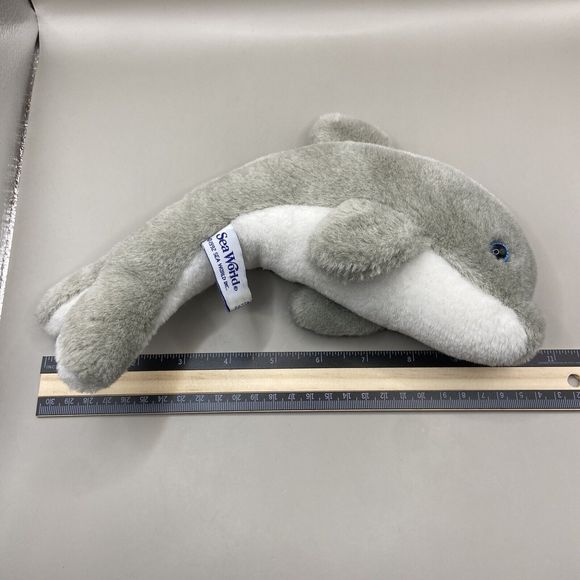 Vintage 1992 Sea World Dolphin 10" Plush Gray & White Blue Eyes Stuffed Animal - Picture 7 of 7